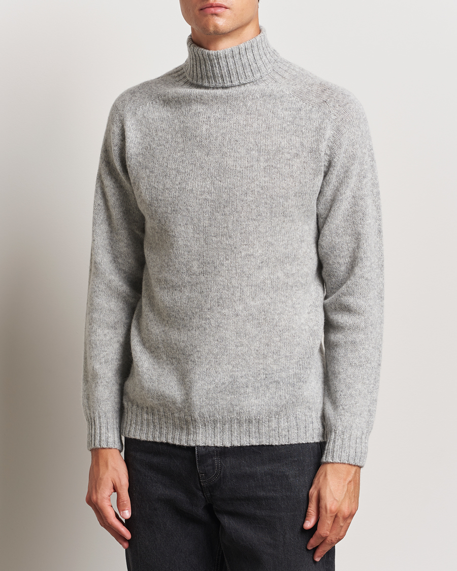 Harley Of Scotland Supersoft Lambswool Rollneck Silver Grey at