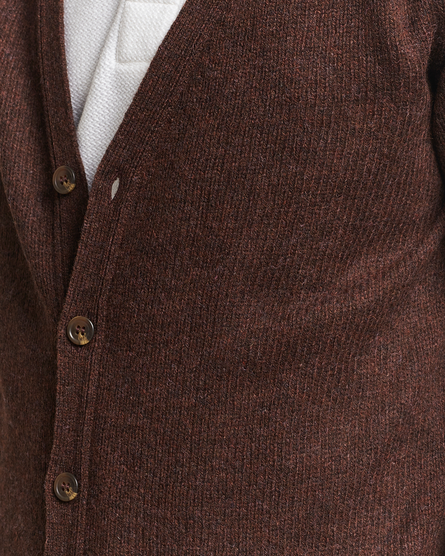 Men | Sweaters & Knitwear | Harley Of Scotland | Supersoft Lambswool Cardigan Coffee