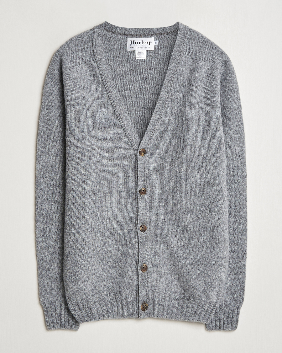Men | Sweaters & Knitwear | Harley Of Scotland | Supersoft Lambswool Cardigan Medium Grey