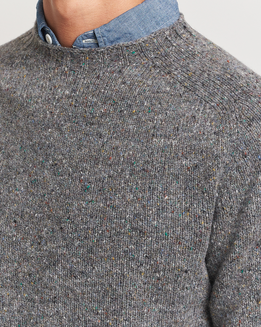 Men | Sweaters & Knitwear | Harley Of Scotland | Donegal Wool Crewneck Grey
