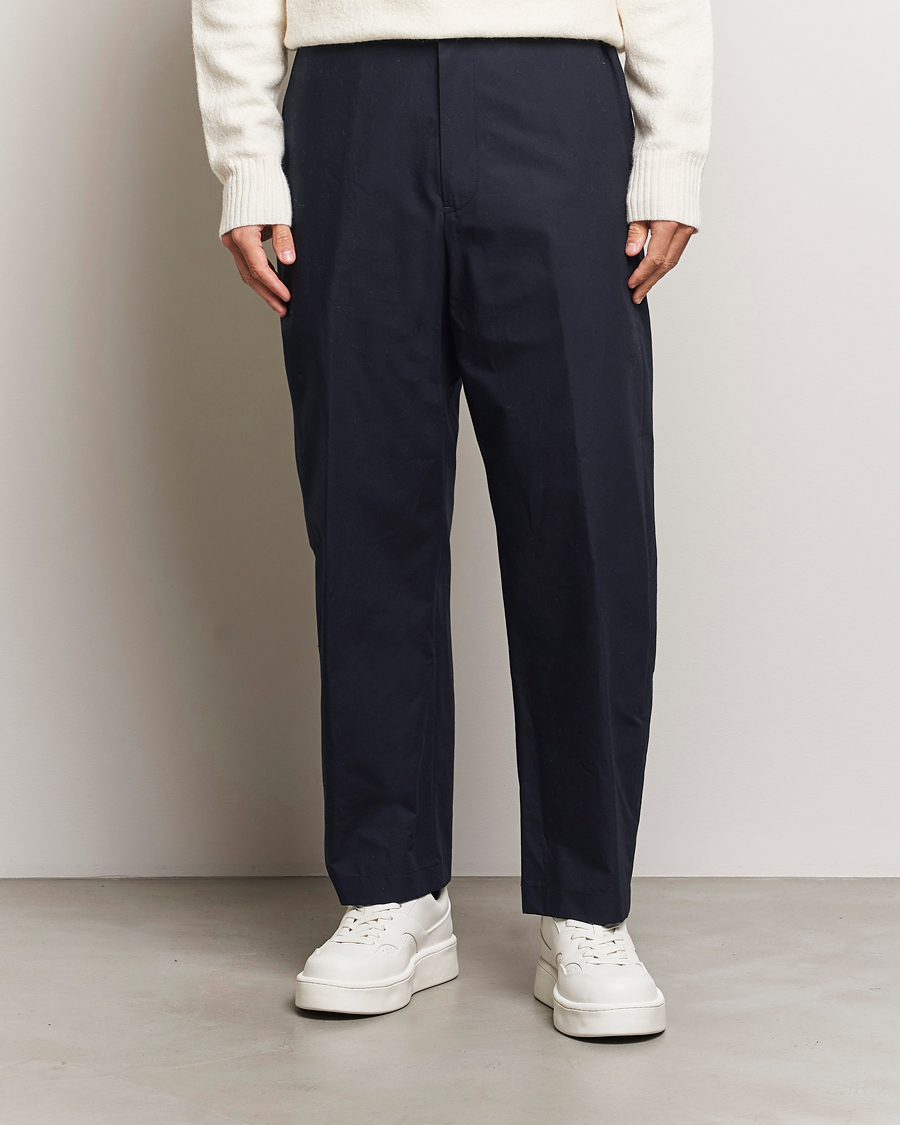 Men | Trousers | Jil Sander | Water Repellent Cotton Drawstring Pants Navy