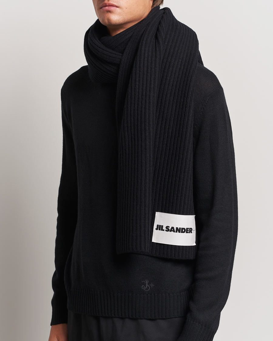 Men | Jil Sander Merino Wool Rib Scarf Black | Jil Sander | Merino Wool Rib Scarf Black