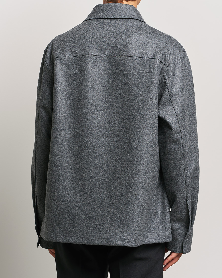 Jil Sander Wool Flannel Overshirt Grey Melange at CareOfCarl.com