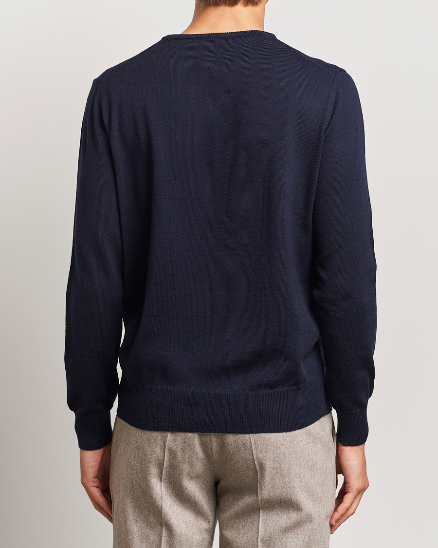 Men | Sweaters & Knitwear | Morgano | Extra Fine Merino Wool Crewneck Navy