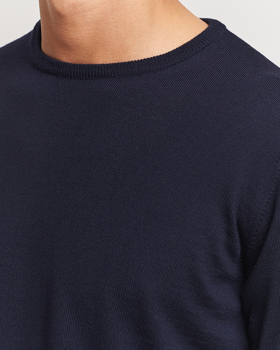 Men | Sweaters & Knitwear | Morgano | Extra Fine Merino Wool Crewneck Navy