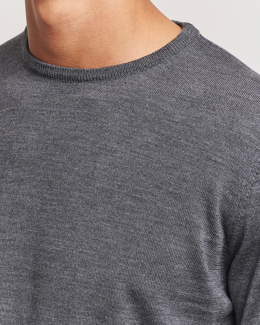 Men | Sweaters & Knitwear | Morgano | Extra Fine Merino Wool Crewneck Mid Grey