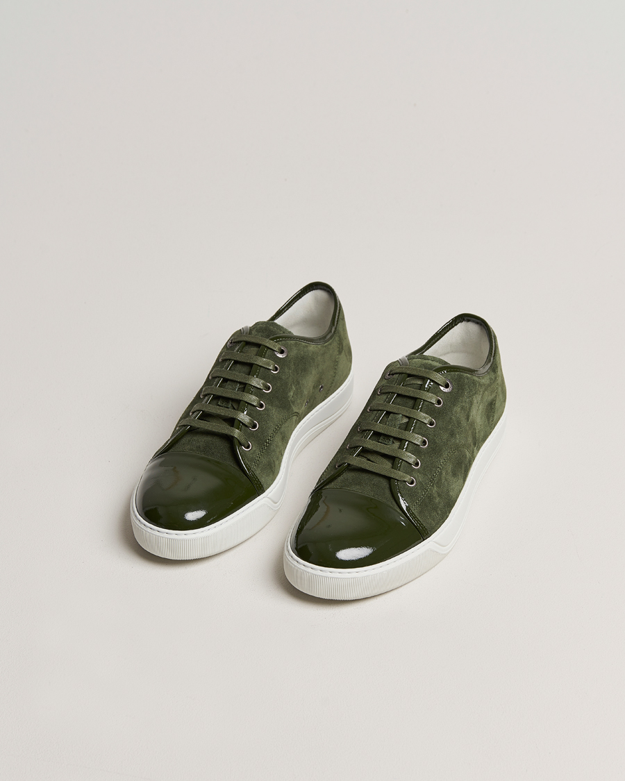 Men | Shoes | Lanvin | Patent Cap Toe Sneaker Olive