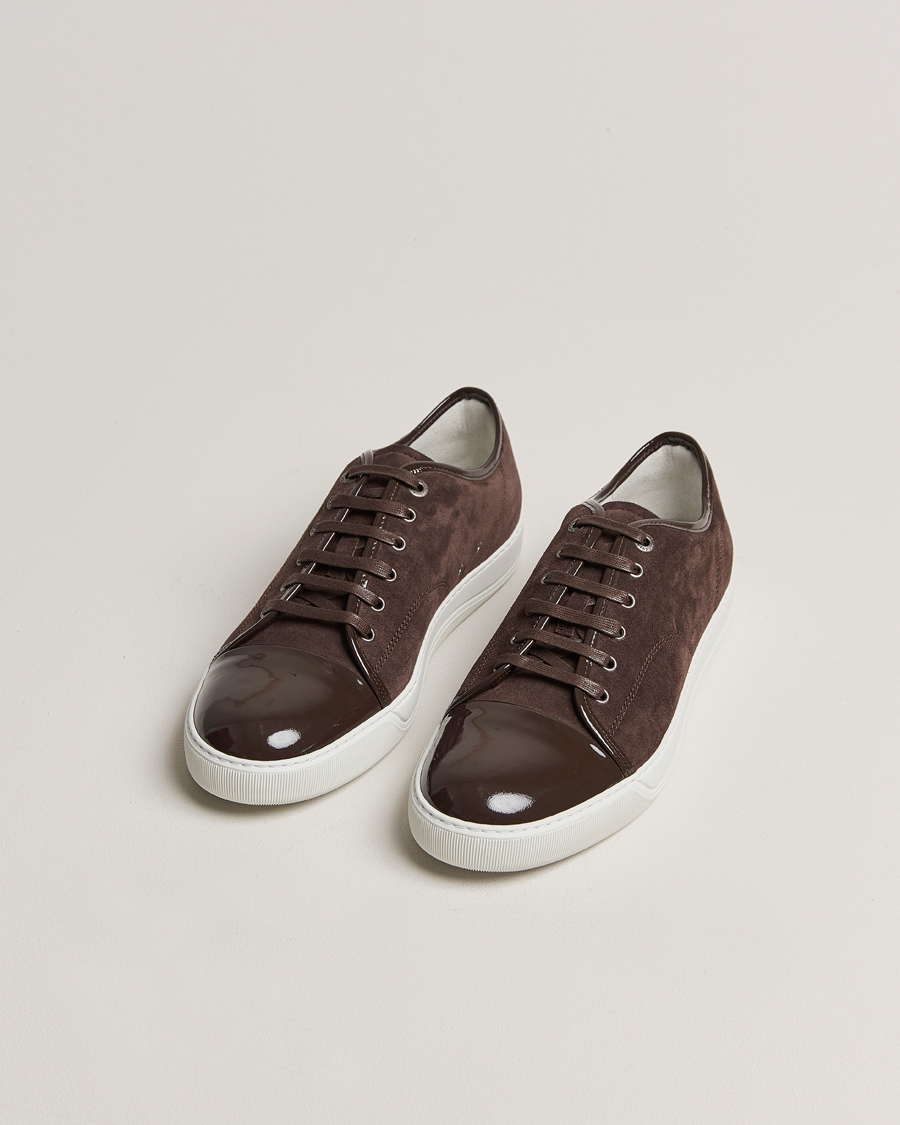 Men | Shoes | Lanvin | Patent Cap Toe Sneaker Dark Brown