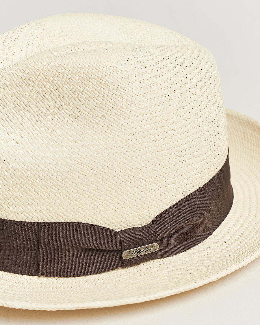 Men | Hats & Caps | Wigéns | Trilby Panama Hat White/Dark Brown
