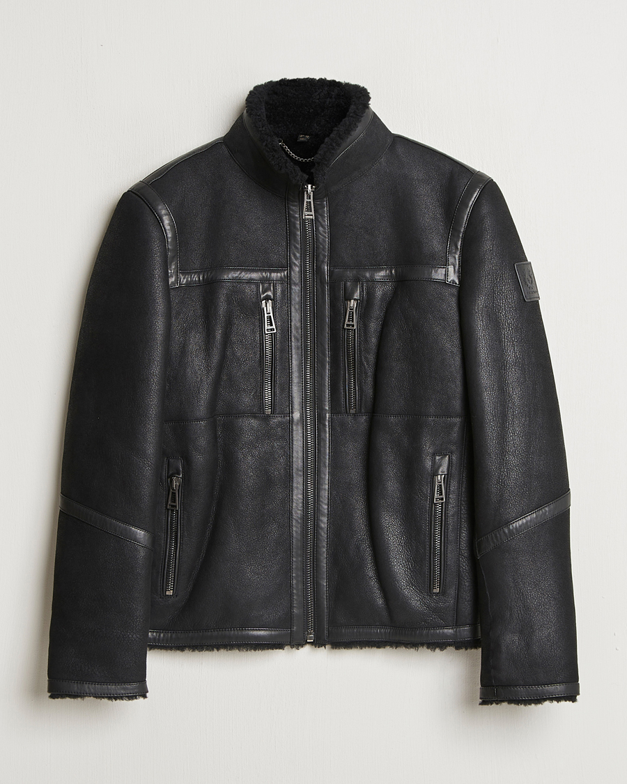 Men | Coats & Jackets | Belstaff | Tundra Sherling Leather Jacket Black