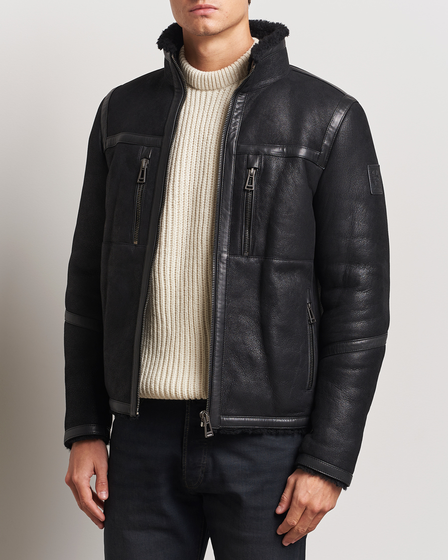 Men | Coats & Jackets | Belstaff | Tundra Sherling Leather Jacket Black