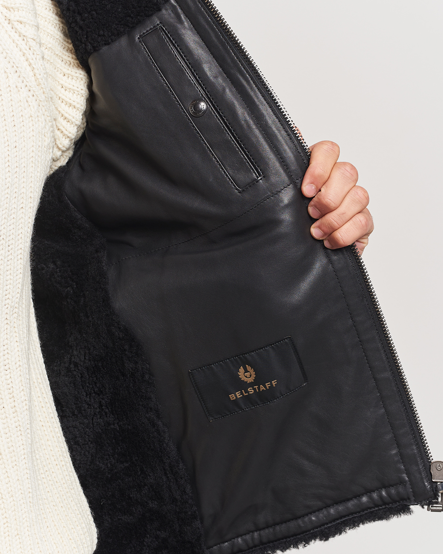 Men | Coats & Jackets | Belstaff | Tundra Sherling Leather Jacket Black