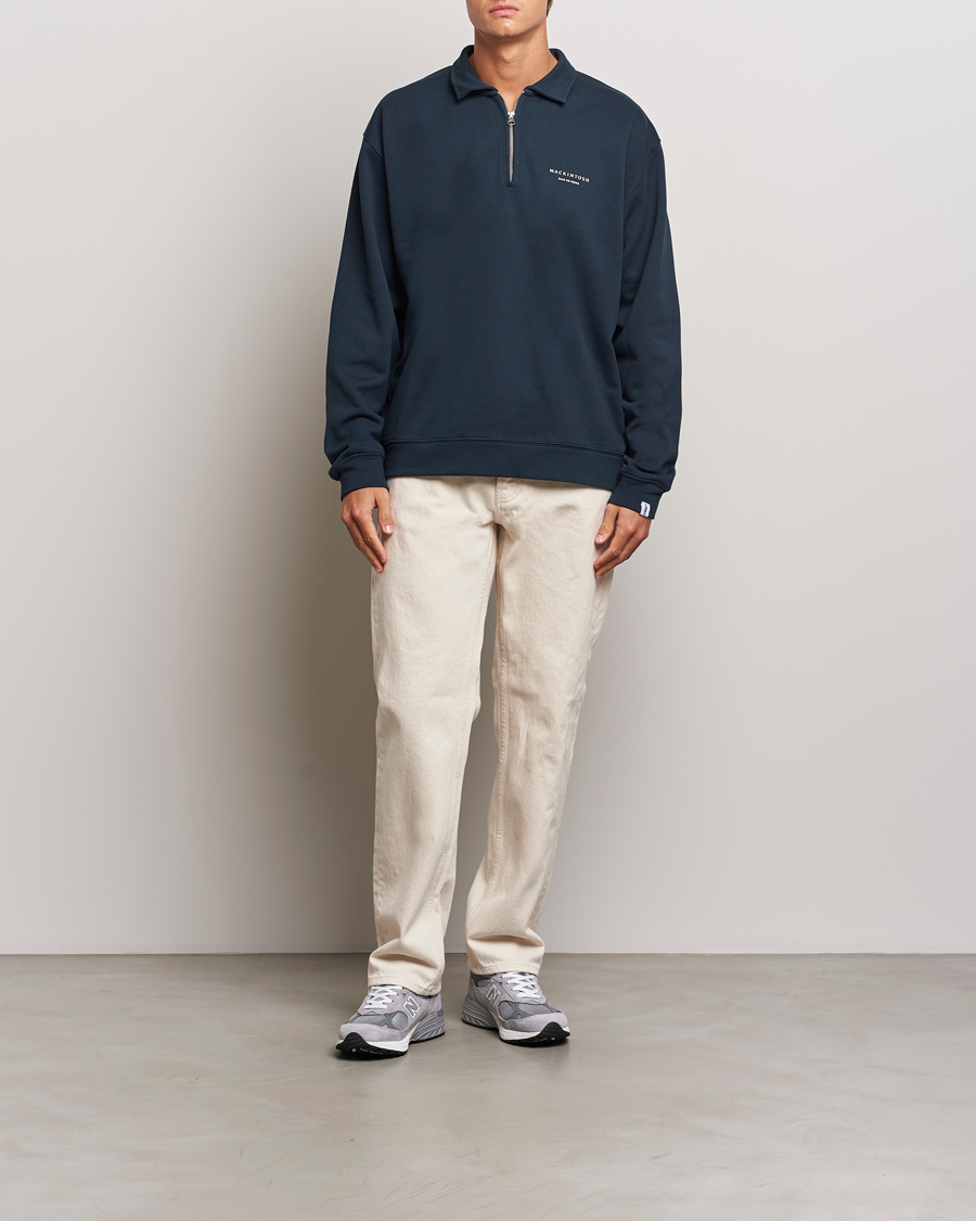 Men | Sweaters & Knitwear | Mackintosh | Rain Shine Zip Sweatshirt Navy