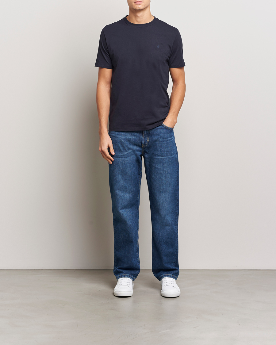 Men | T-Shirts | Replay | Tonal Logo Crew Neck T-Shirt Navy