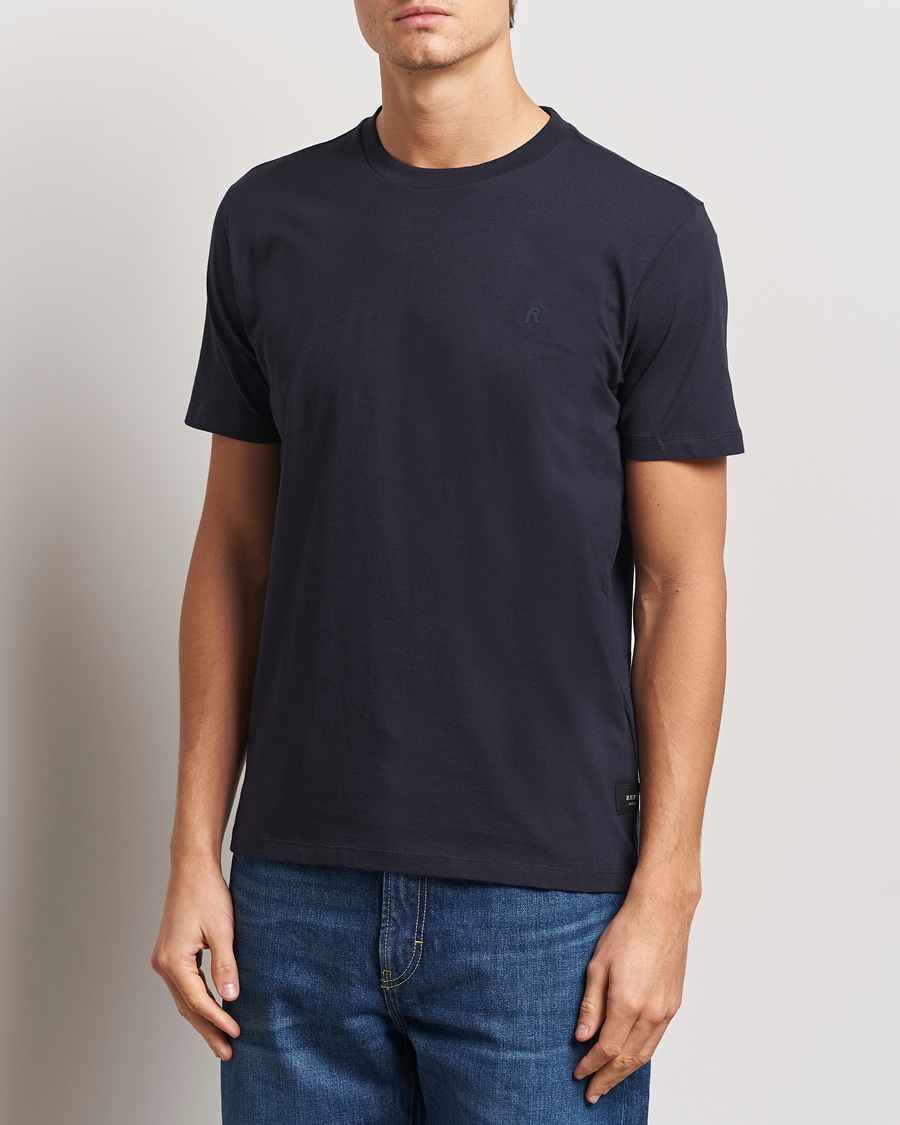 Men | T-Shirts | Replay | Tonal Logo Crew Neck T-Shirt Navy