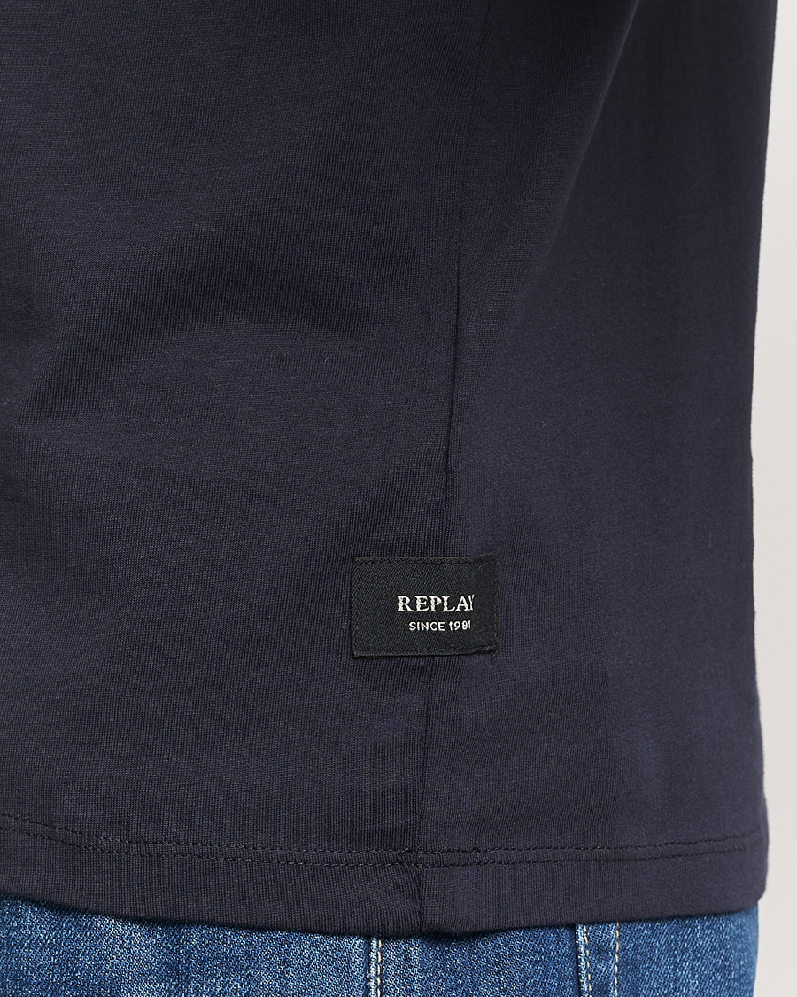 Men | T-Shirts | Replay | Tonal Logo Crew Neck T-Shirt Navy