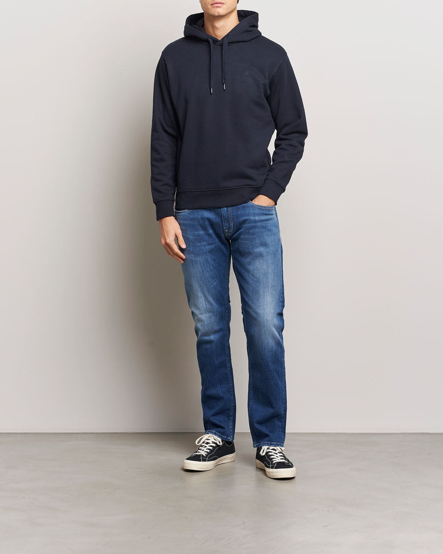 Men | Sweaters & Knitwear | Replay | Tonal Logo Hoodie Navy