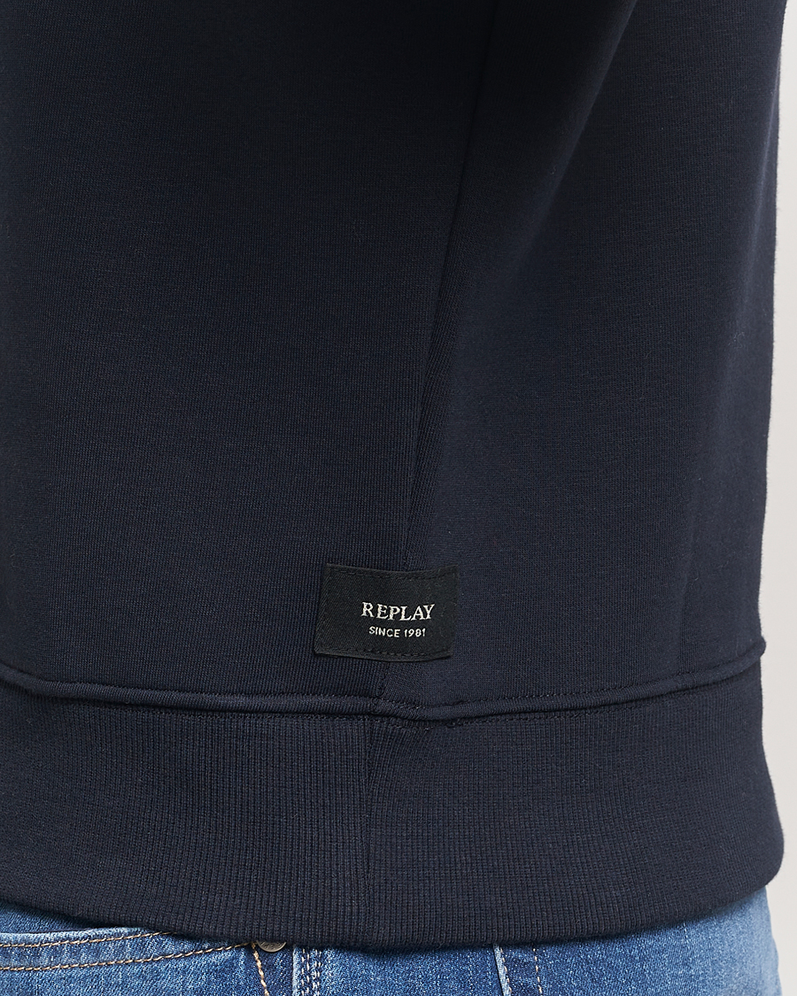 Men | Sweaters & Knitwear | Replay | Tonal Logo Hoodie Navy