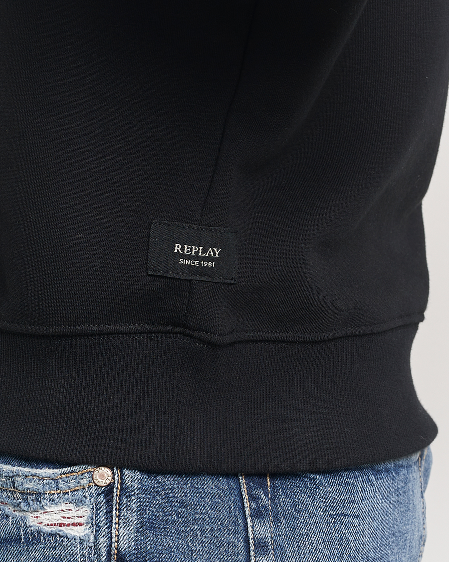 Men | Sweaters & Knitwear | Replay | Tonal Logo Hoodie Black