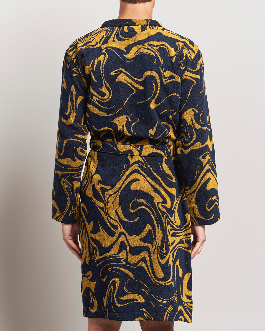 Men | Pyjamas & Robes | OAS | Marble Robe Black/Yellow