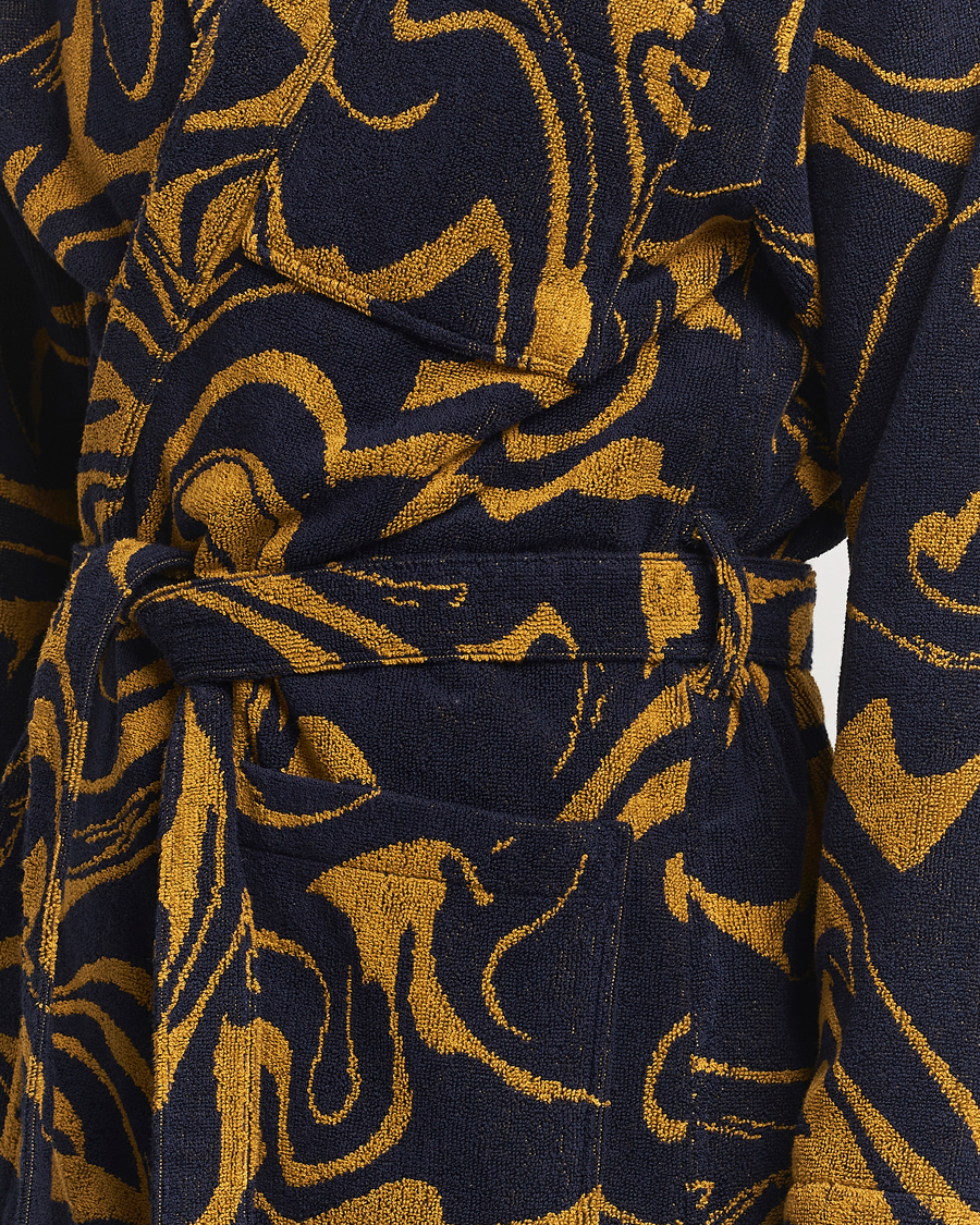 Men | Pyjamas & Robes | OAS | Marble Robe Black/Yellow