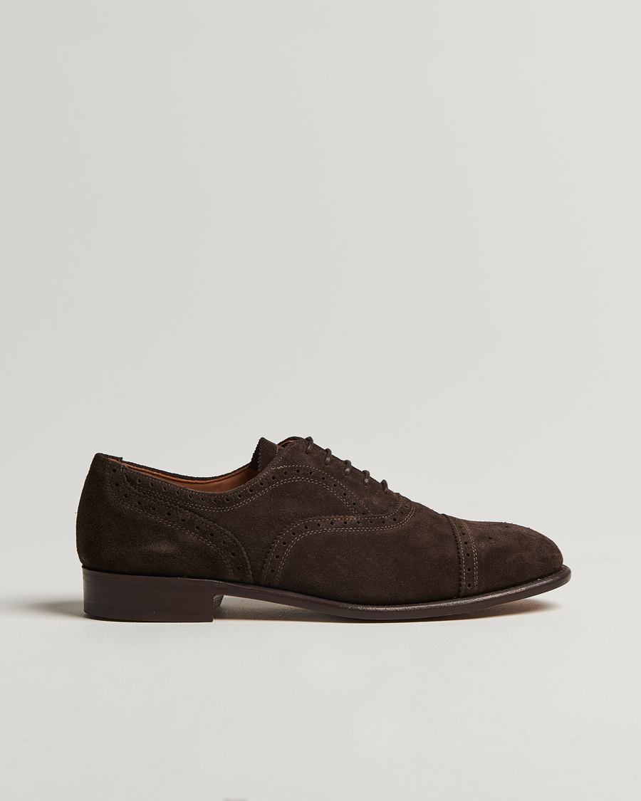 Men | Sanders Moorgate Suede Semi Brogue Chocolate | Sanders | Moorgate Suede Semi Brogue Chocolate