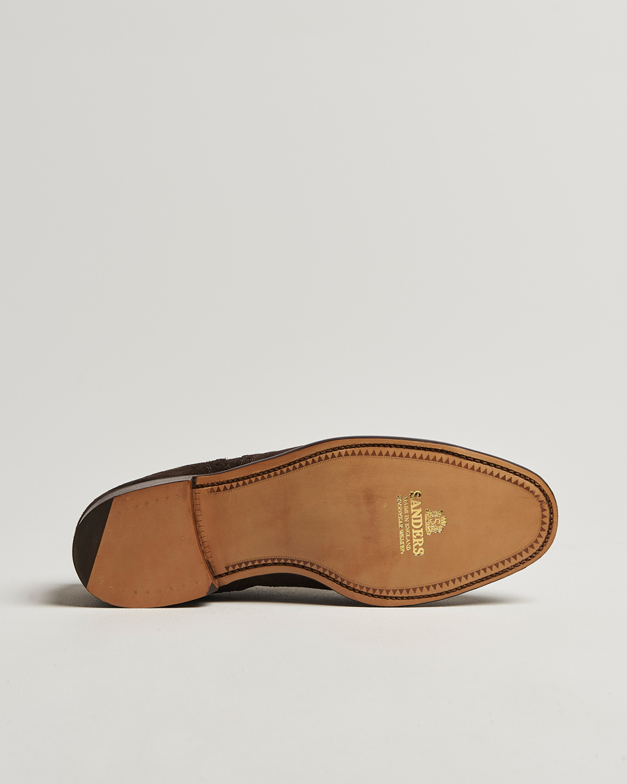 Men | Sanders Moorgate Suede Semi Brogue Chocolate | Sanders | Moorgate Suede Semi Brogue Chocolate
