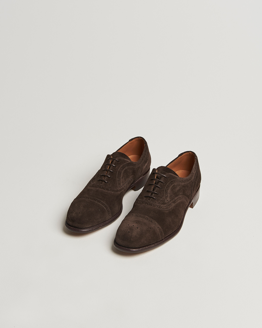 Men | Sanders Moorgate Suede Semi Brogue Chocolate | Sanders | Moorgate Suede Semi Brogue Chocolate