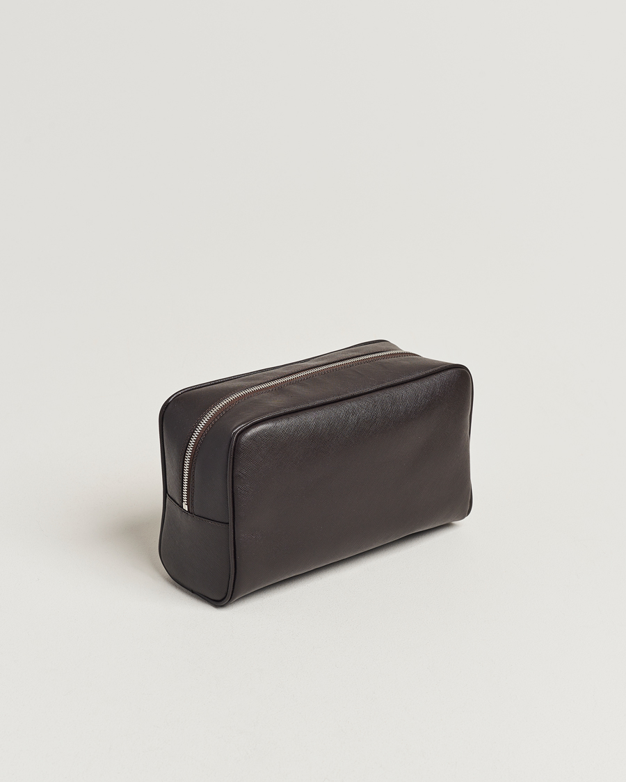 Men | Wash Bags | Oscar Jacobson | Grooming Leather Case Forastero Brown