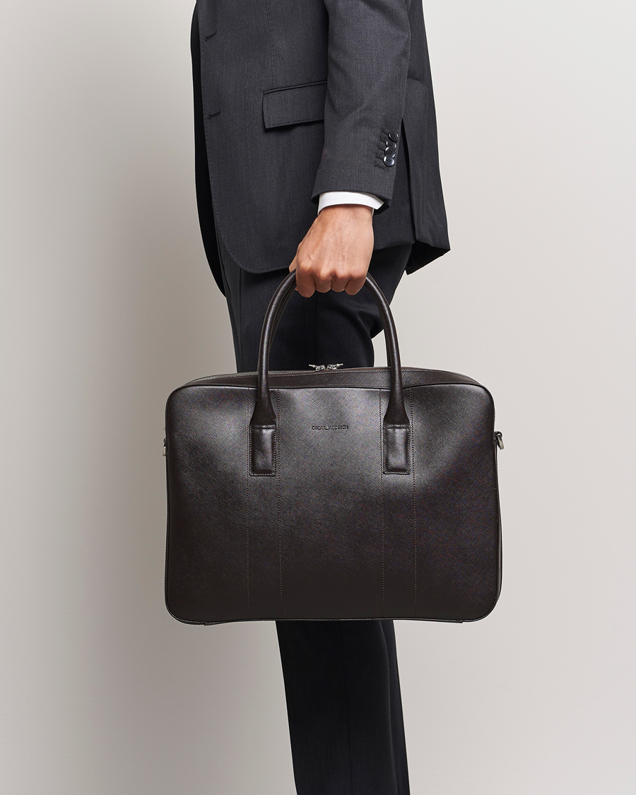 Men | Briefcases | Oscar Jacobson | Leather Briefcase Forastero Brown