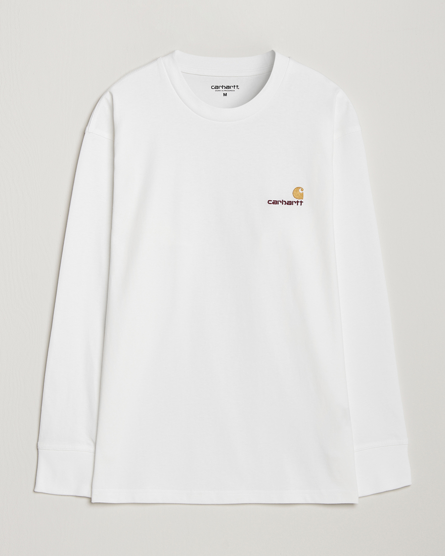 Men | T-Shirts | Carhartt WIP | American Script Long Sleeve T-Shirt White