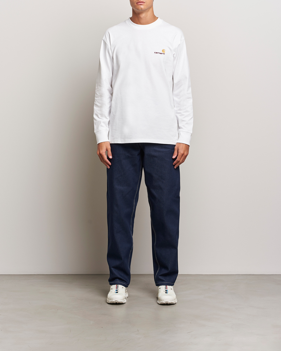 Men | T-Shirts | Carhartt WIP | American Script Long Sleeve T-Shirt White