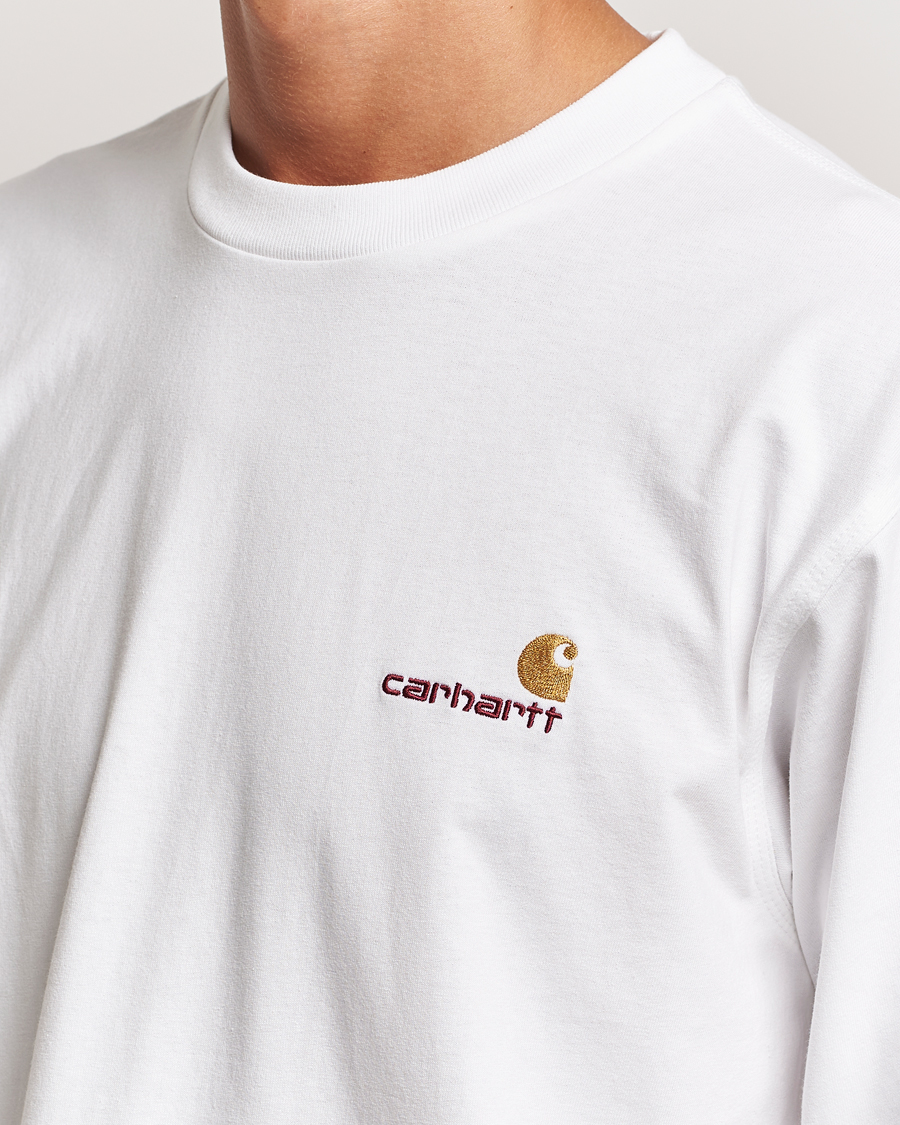 Men | T-Shirts | Carhartt WIP | American Script Long Sleeve T-Shirt White
