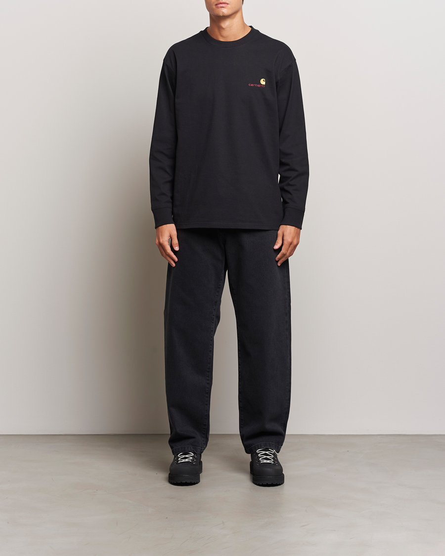 Men | T-Shirts | Carhartt WIP | American Script Long Sleeve T-Shirt Black
