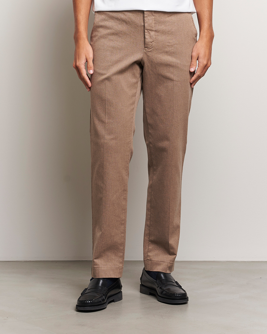 Men | Trousers | J.Lindeberg | Lois Flannel Twill Pants Tiger Brown