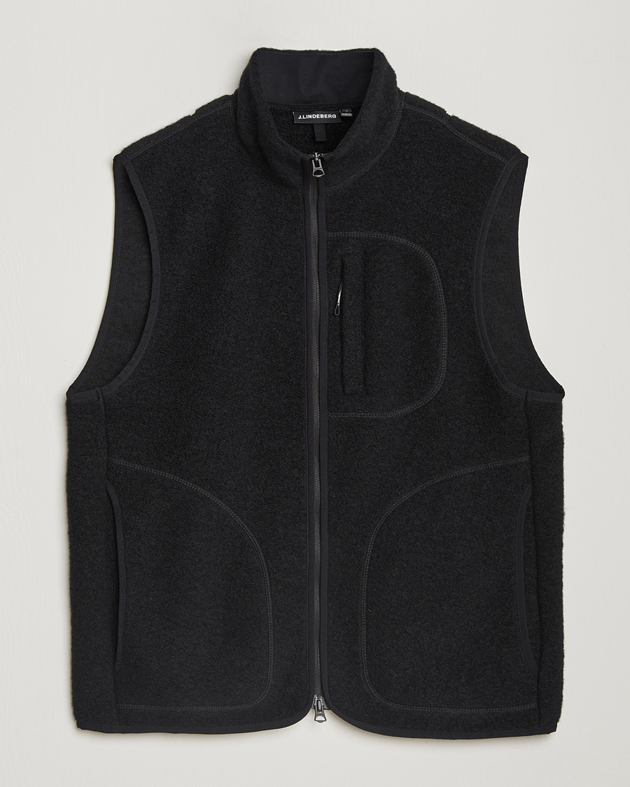 Men | Gilets | J.Lindeberg | Duncan Wool Fleece Vest Black