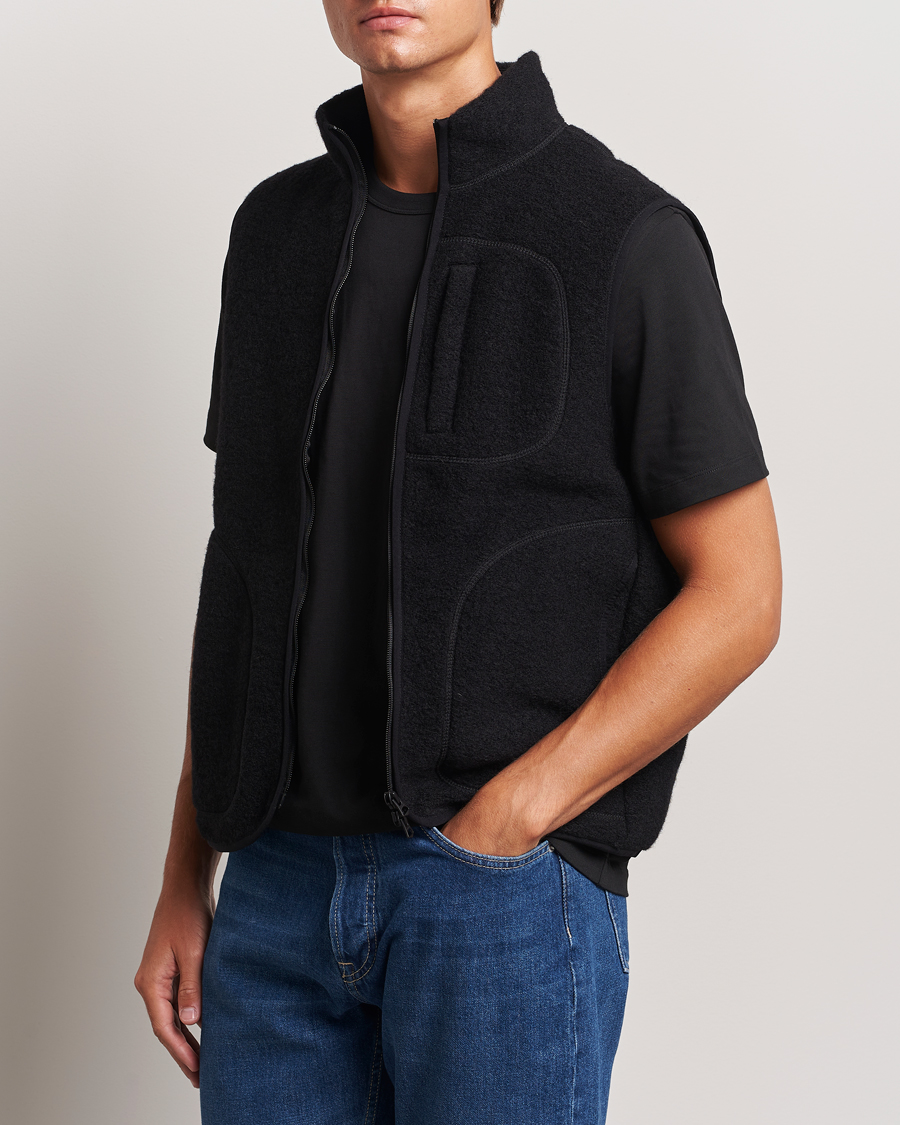 Men | Gilets | J.Lindeberg | Duncan Wool Fleece Vest Black