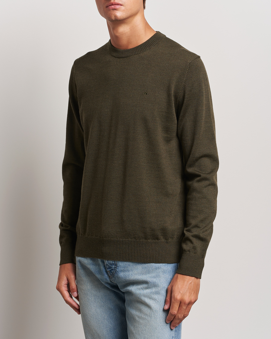 Men | Sweaters & Knitwear | J.Lindeberg | Keane Merino Crew Neck Sweater Forest Green