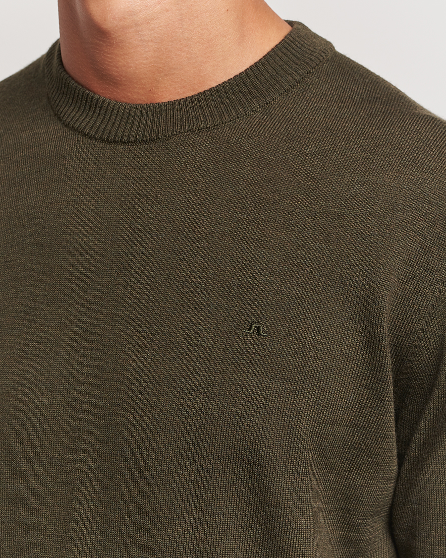 Men | Sweaters & Knitwear | J.Lindeberg | Keane Merino Crew Neck Sweater Forest Green