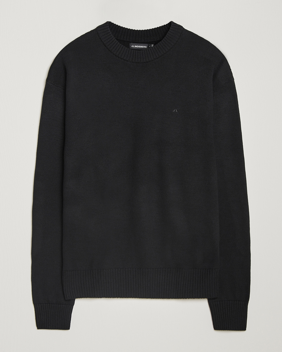 Men | Sweaters & Knitwear | J.Lindeberg | Kino Merino Crew Neck Black