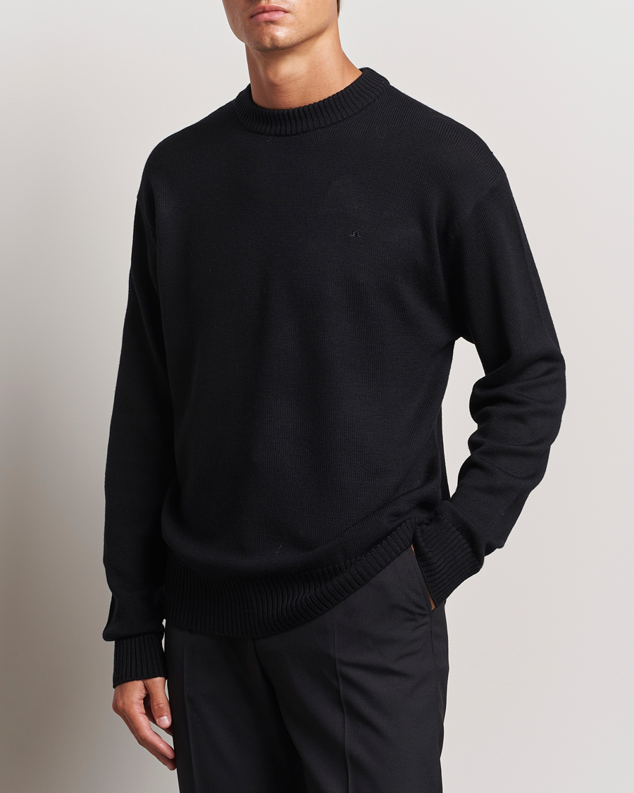 Men | Sweaters & Knitwear | J.Lindeberg | Kino Merino Crew Neck Black