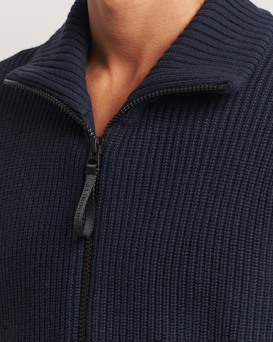 Men | Sweaters & Knitwear | J.Lindeberg | Skyler Wool Blend Zip Cardigan Navy