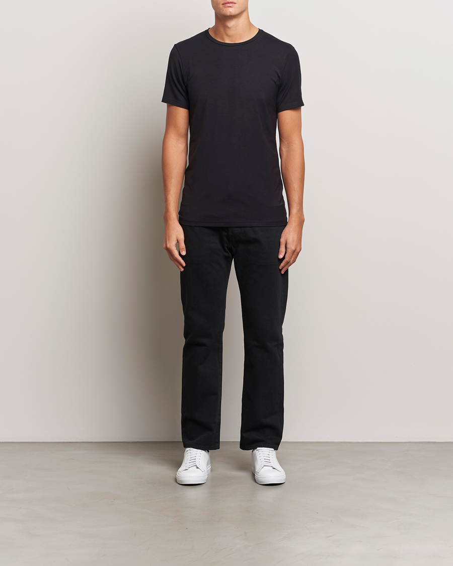 Men | T-Shirts | Bread & Boxers | Tencel Crew Neck T-Shirt Black