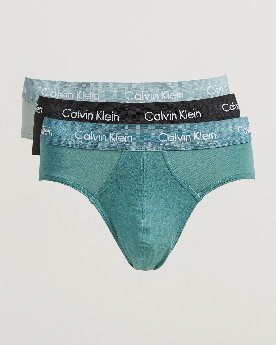Men | Underwear & Socks | Calvin Klein | Cotton Stretch Hip Breif 3-Pack Black/Grey/Green