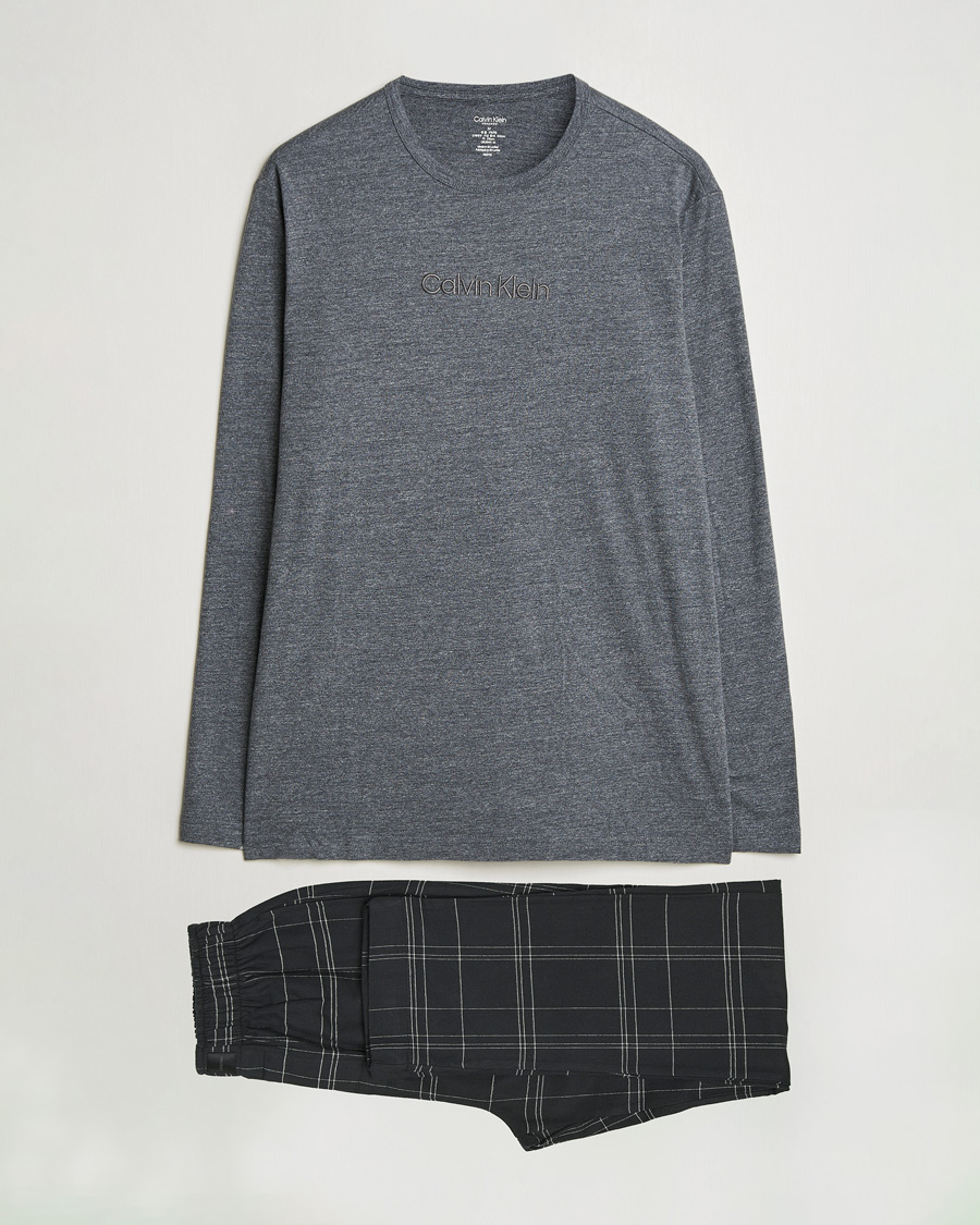 Men | Pyjamas & Robes | Calvin Klein | Cotton Pyjama Set Charcoal/Black