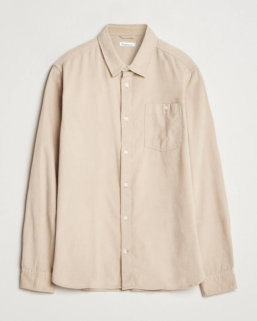 Men | Shirts | KnowledgeCotton Apparel | Regular Fit Corduroy Shirt Beige