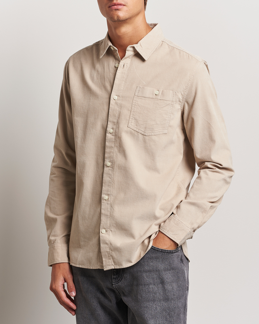 Men | Shirts | KnowledgeCotton Apparel | Regular Fit Corduroy Shirt Beige