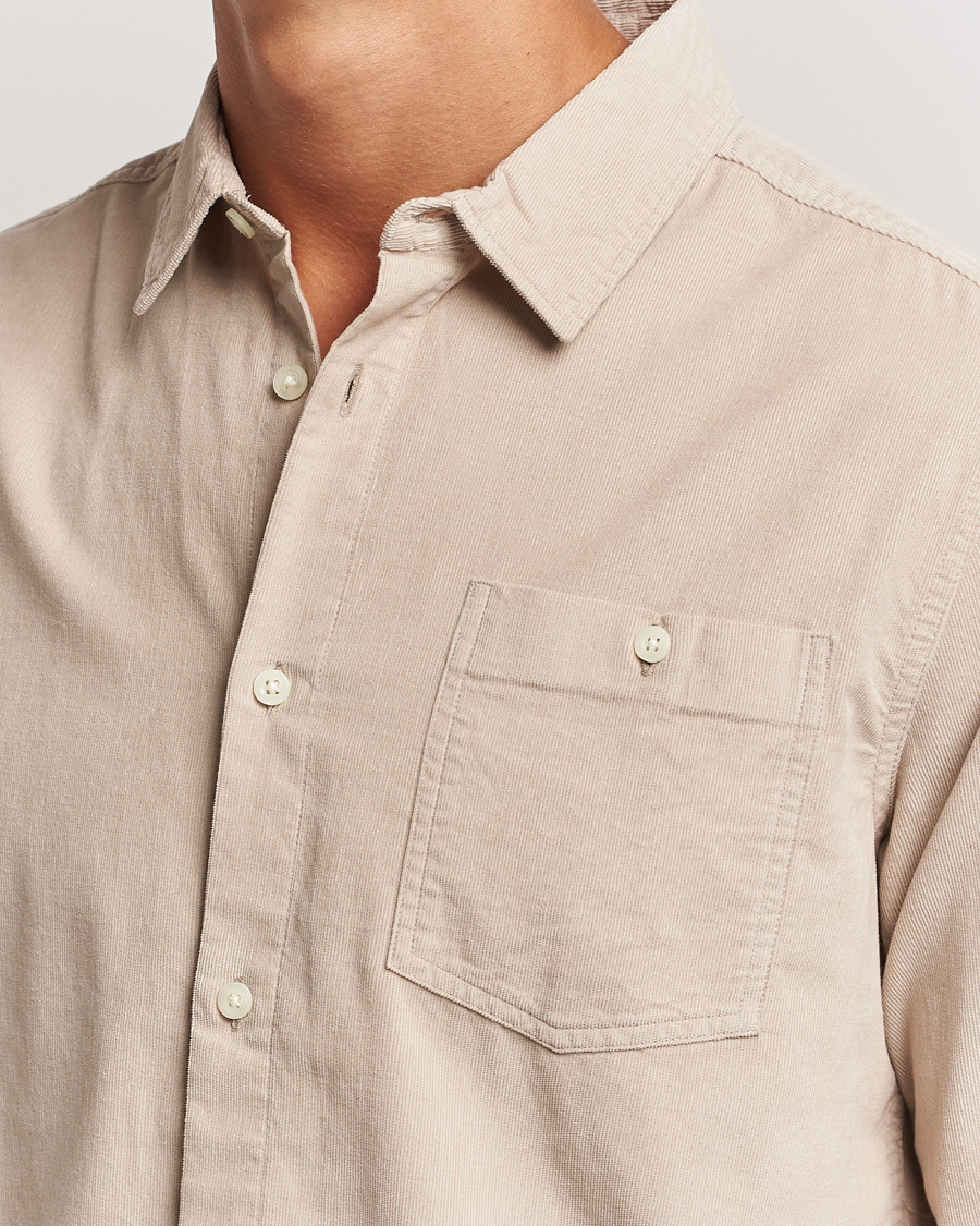 Men | Shirts | KnowledgeCotton Apparel | Regular Fit Corduroy Shirt Beige