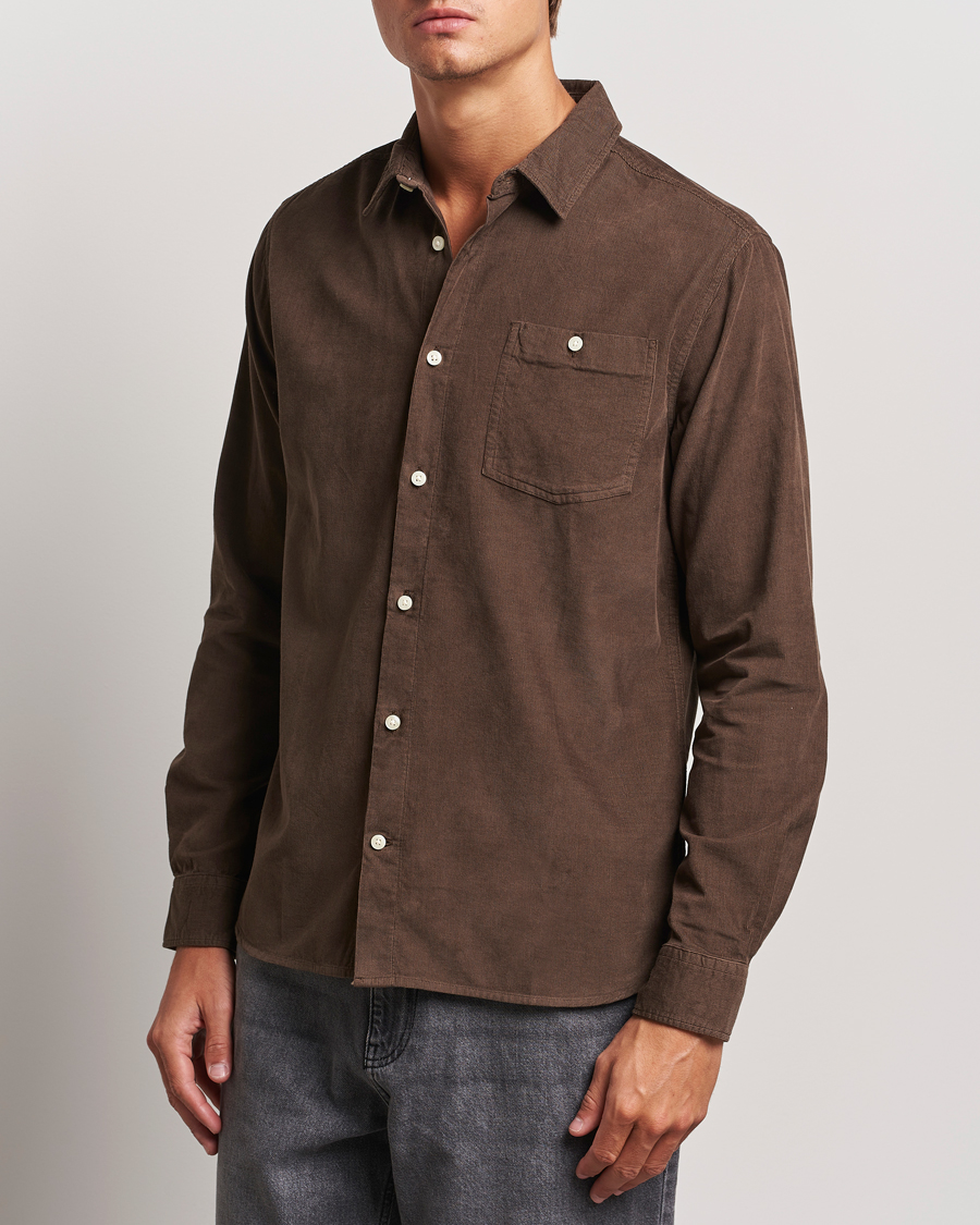Men | Shirts | KnowledgeCotton Apparel | Regular Fit Corduroy Shirt Brown