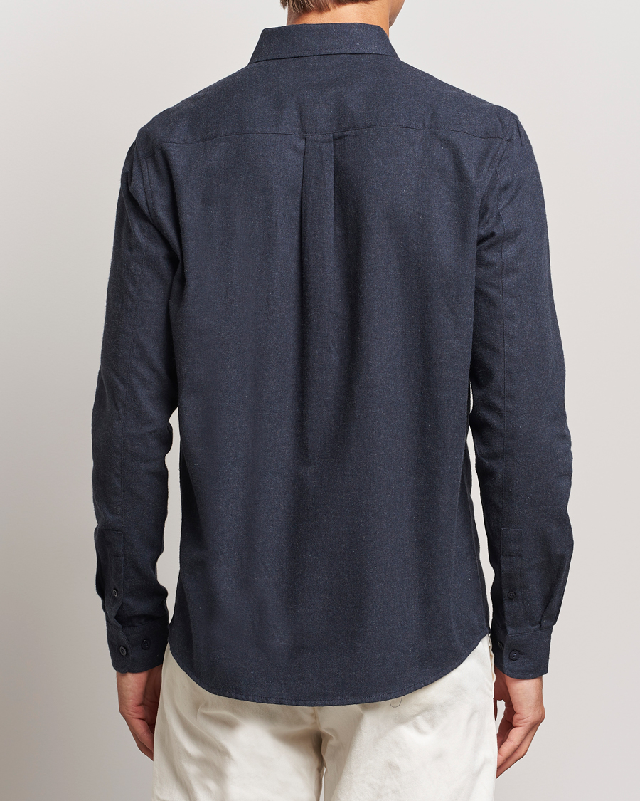 Men | Shirts | KnowledgeCotton Apparel | Regular Fit Melange Flannel Shirt Navy